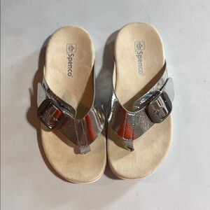 Spenco Silver Sandals with Buckle